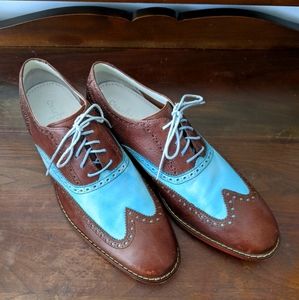 Cole Haan brown/turquoise Wingtip Oxford